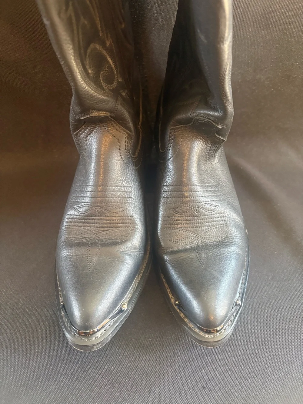 Classic Black Leather Western Cowboy Boots